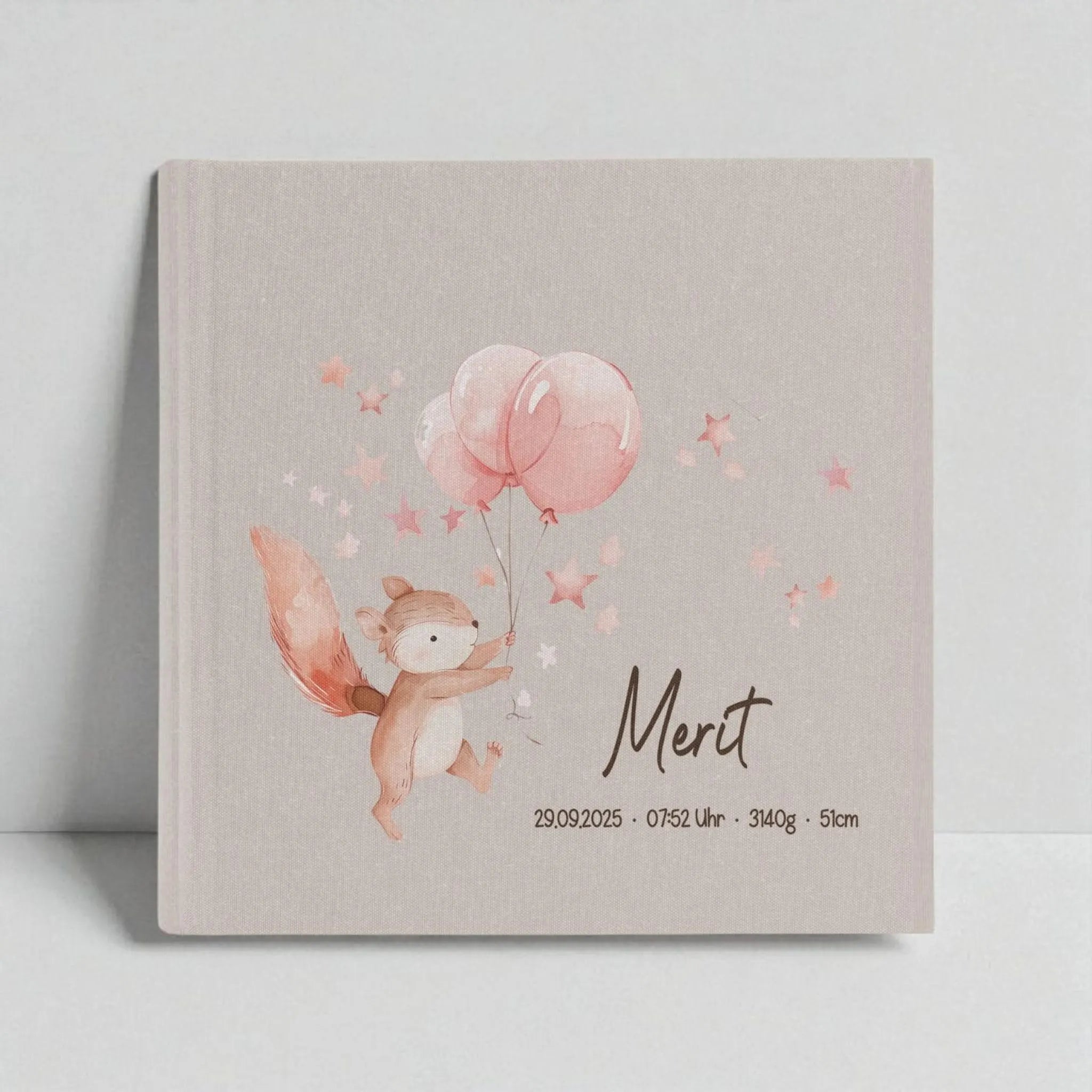 Fotoalbum personalisiert Baby, Kind "Eichhörnchen" Leinen