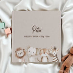 Fotoalbum personalisiert Baby, Kind "Safari Tiere" Leinen