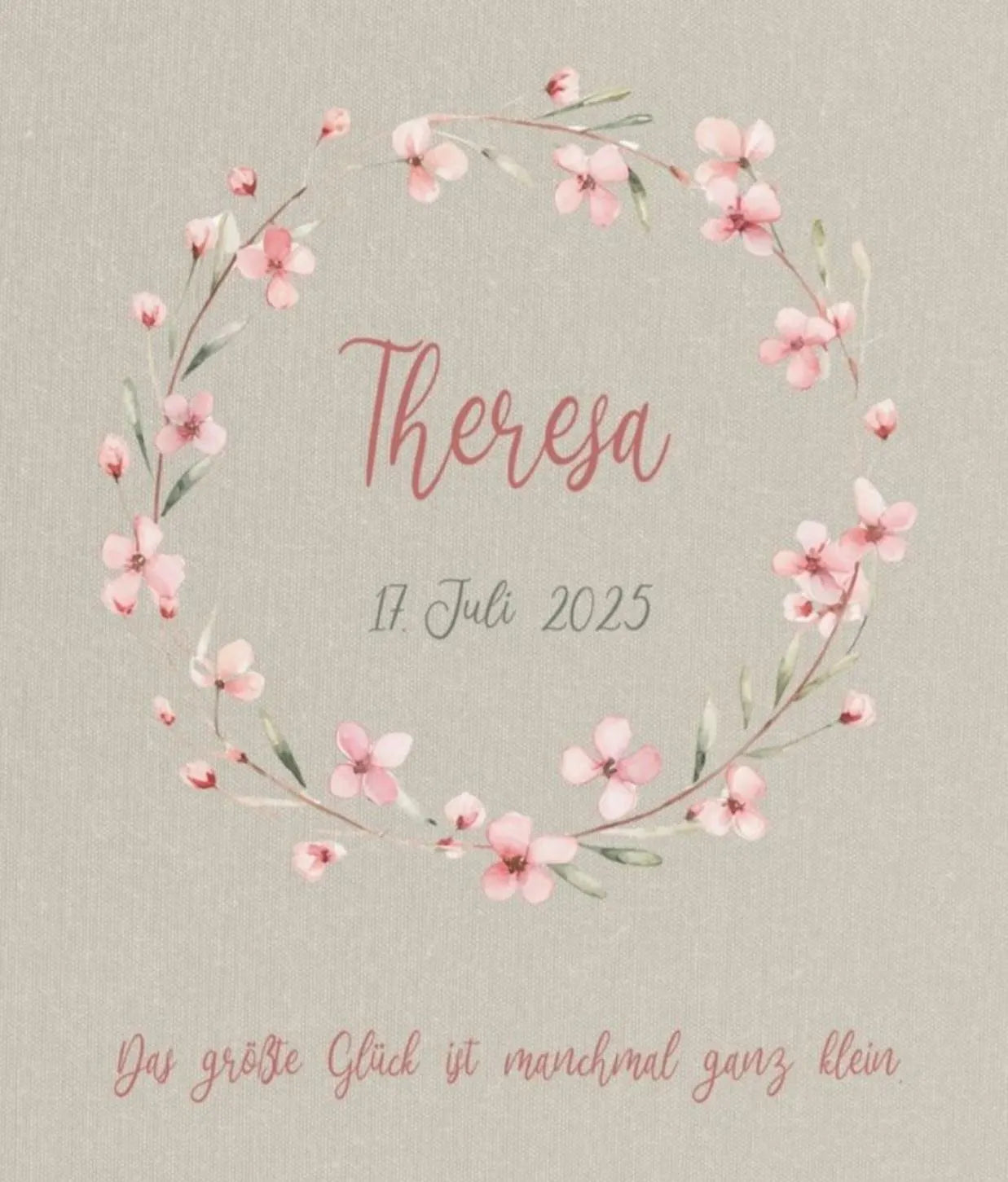 Fotoalbum personalisiert Baby, Kind "Blumenkranz" Leinen