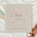 Fotoalbum personalisiert Baby, Kind "Blumenkranz" Leinen