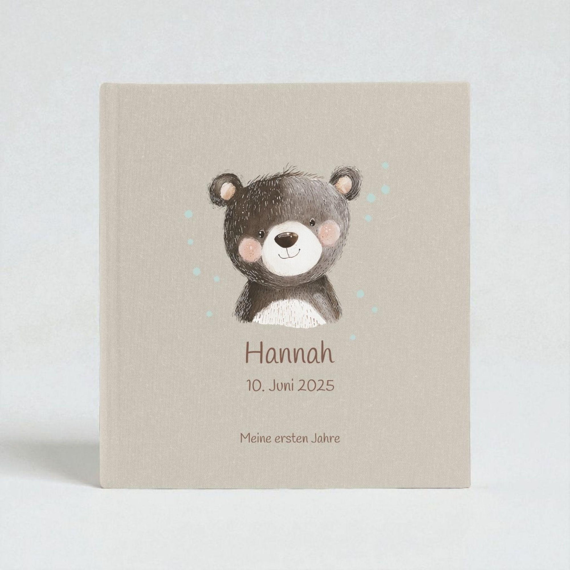 Fotoalbum personalisiert Baby, Kind "Bär" Leinen