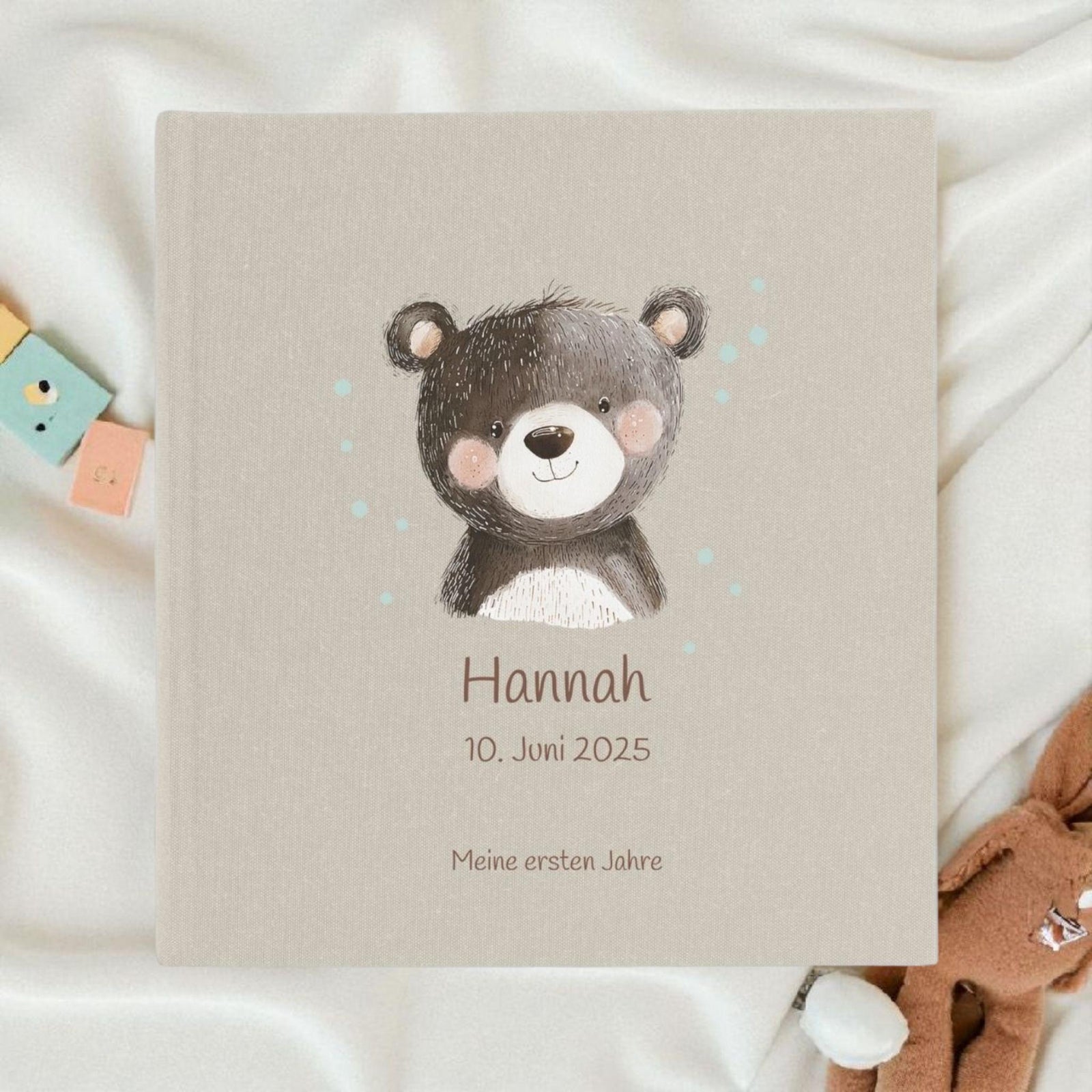Fotoalbum personalisiert Baby, Kind "Bär" Leinen