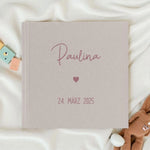 Fotoalbum personalisiert Baby, Kind "Schrift" Leinen