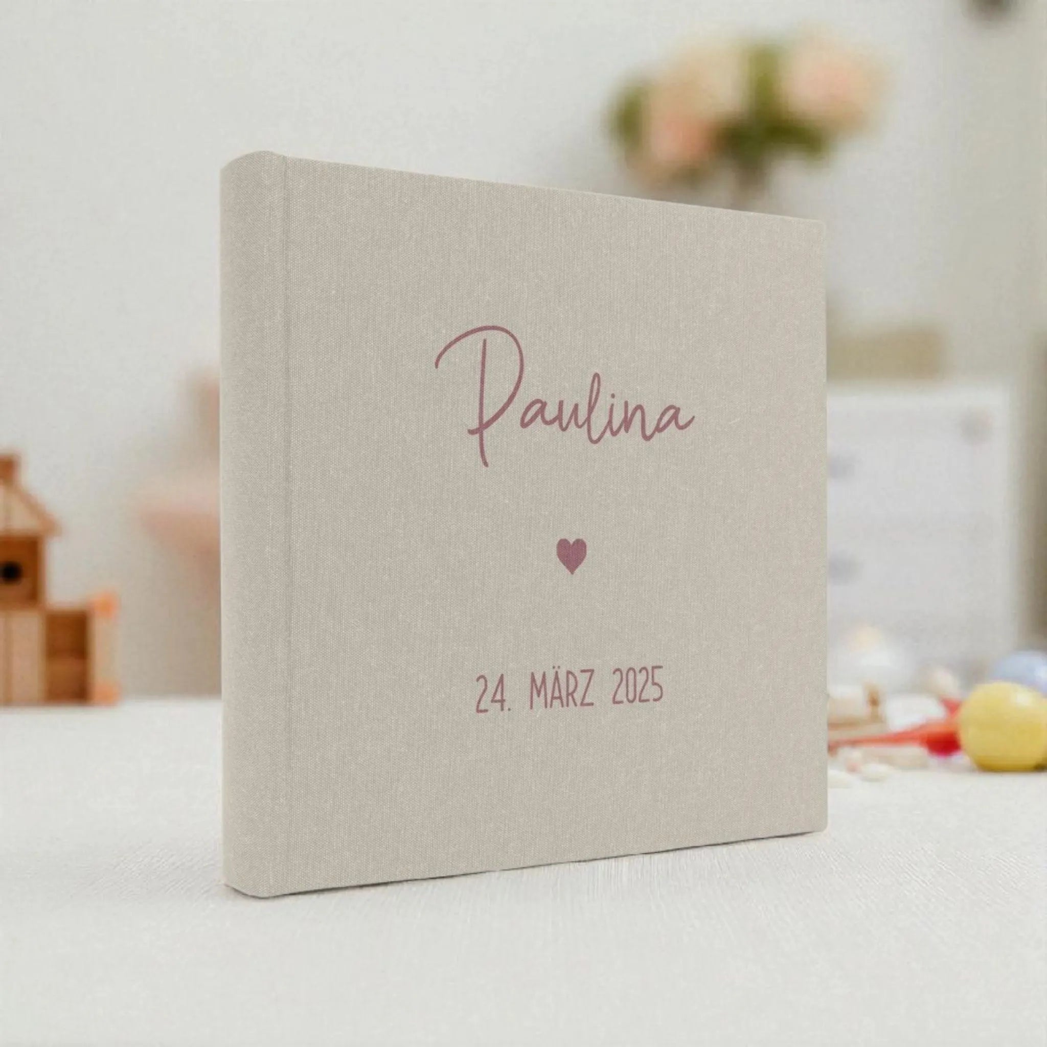 Fotoalbum personalisiert Baby, Kind "Schrift" Leinen