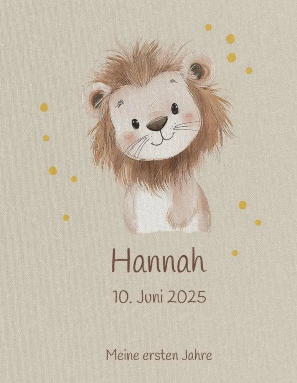Fotoalbum personalisiert Baby, Kind "Löwe" Leinen