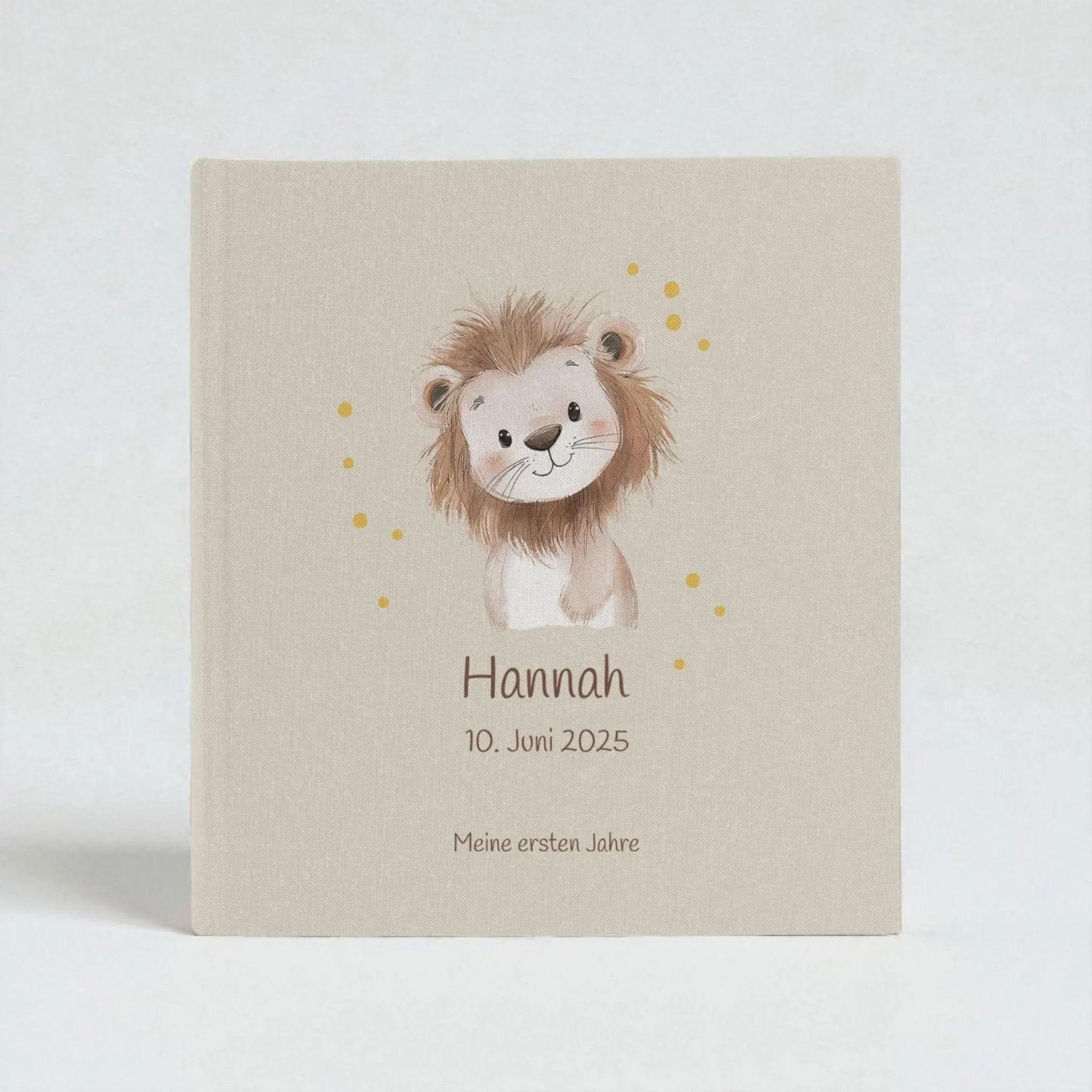 Fotoalbum personalisiert Baby, Kind "Löwe" Leinen