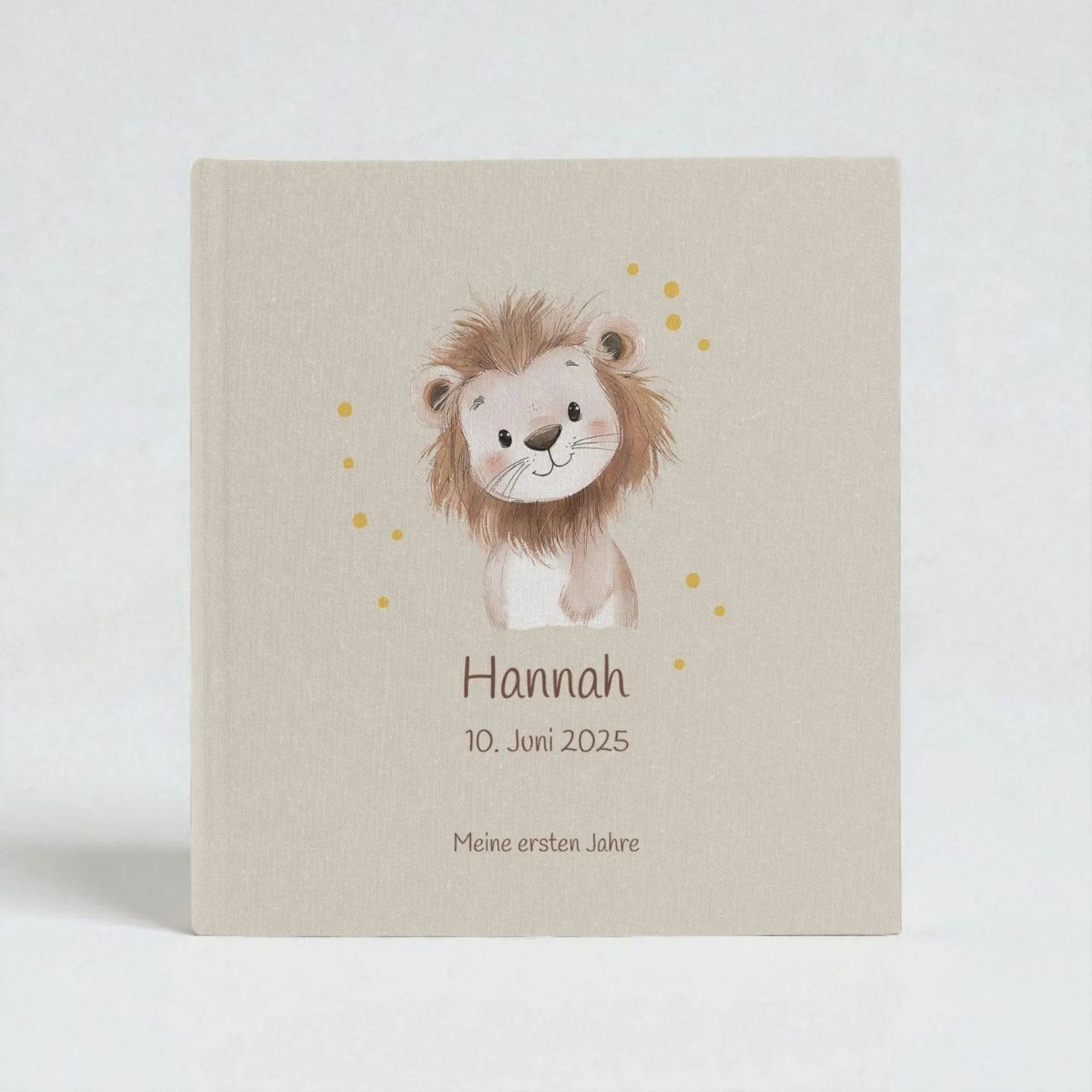 Fotoalbum personalisiert Baby, Kind "Löwe" Leinen