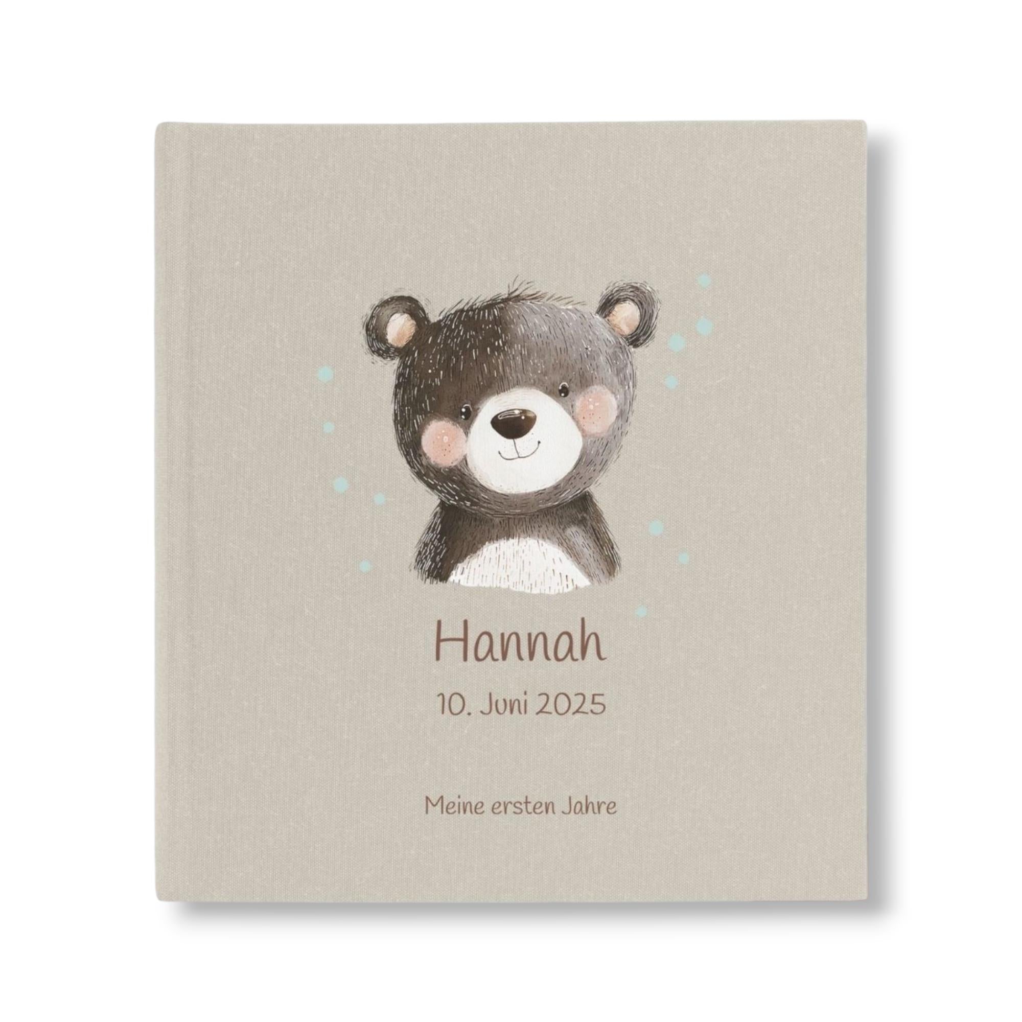 Fotoalbum personalisiert Baby, Kind "Bär" Leinen